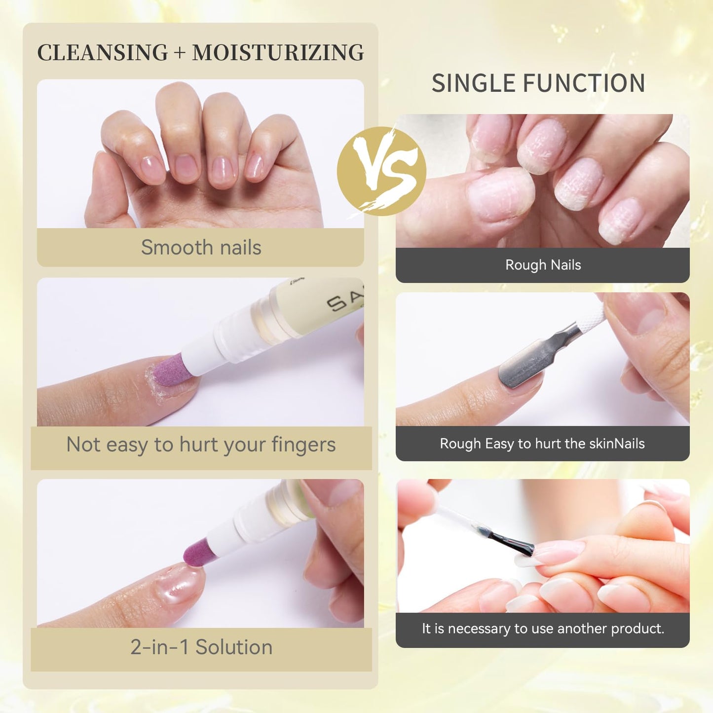 SASSYTIP Ceramic Cuticle Pusher & Oil Pen, 2ml Rose/Lavender/Fragrance Free Scented Nail Care Pen, Gentle Cuticle Remover for Dry & Damaged Nails, Moisturize Strengthen Brighten (Beige)