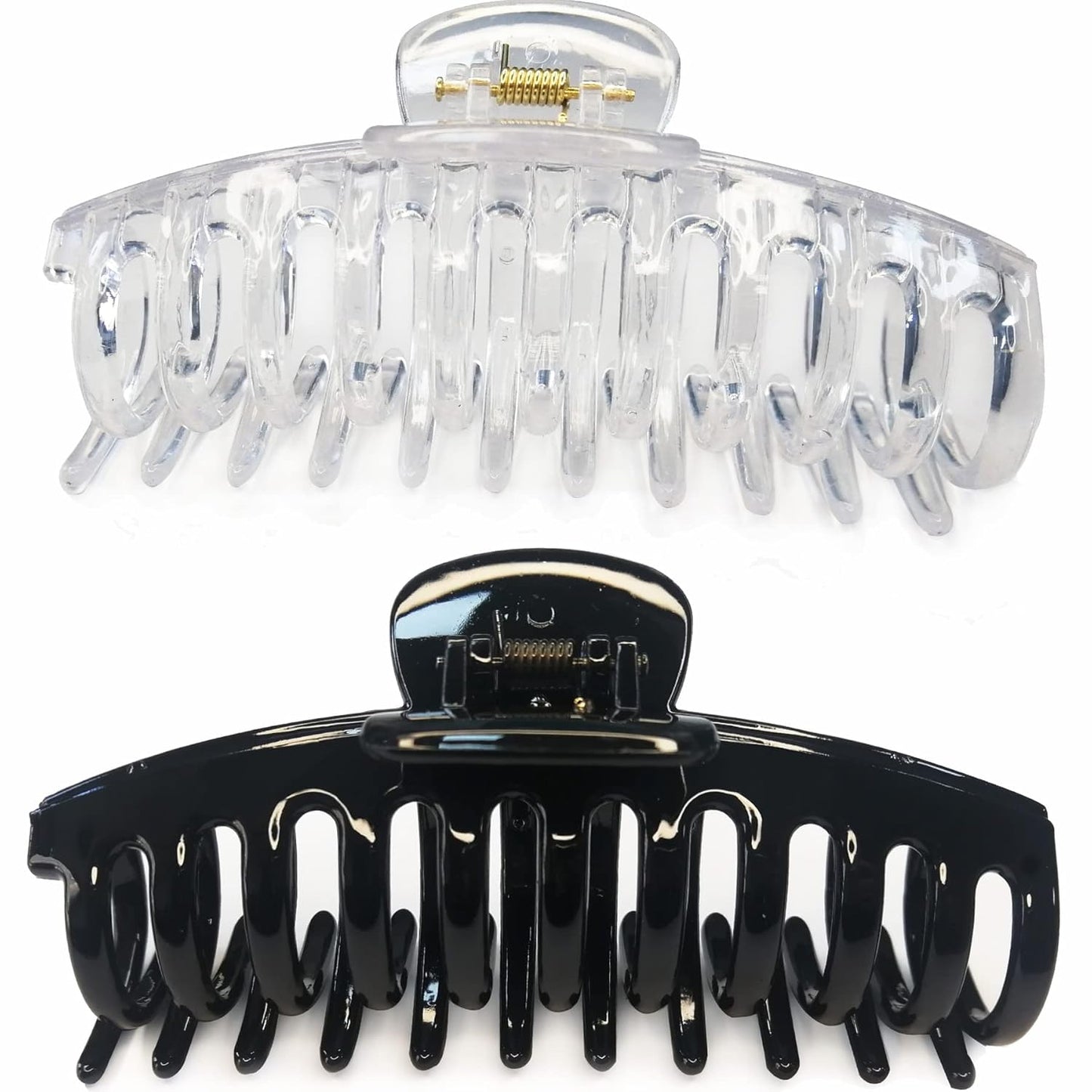 Jumbo Hair Clips for Thick Hair - Long Butterfly Accessories | 5.5 Inch, 2 Pack (Black & Clear)