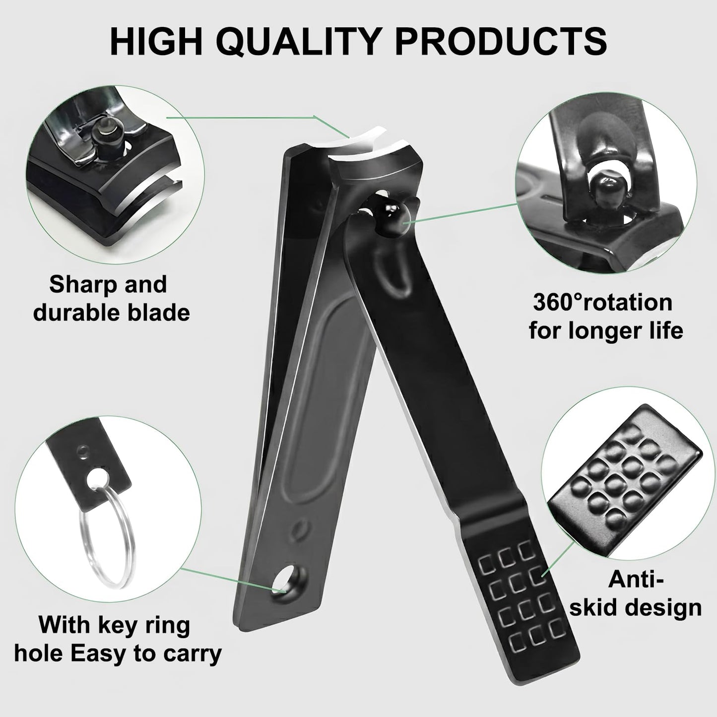 Fangze Nail Clippers and Tweezers Set, 8 Pcs Stainless Steel Manicure Pedicure Kit for Thick Nails, Travel Nail Grooming Tools with Case, Gifts for Men & Women