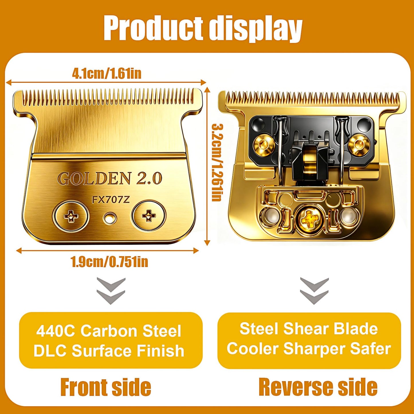 Replacement Blade for BaByliss PRO Hair Trimmers (FX787, FX799) and LoPROFX Trimmers (FX726, FX729) (Gold/3PCS)