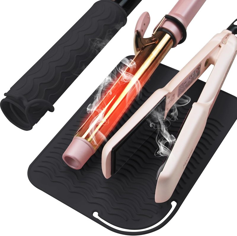 Professional Heat Mat for Hair Tools - Silicone Flat Iron & Curling Iron Pad | 9"x6.5", Black
