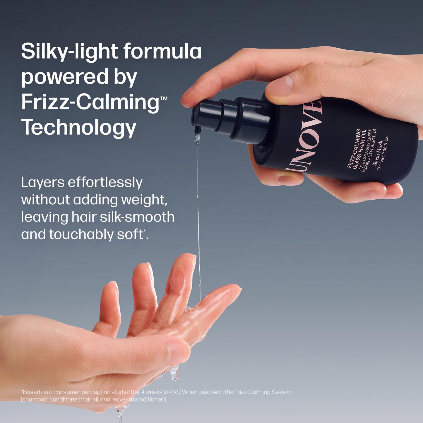 UNOVE Frizz-Calming Glass Hair Oil for Frizzy Hair, Anti-Frizz Hair Oil with Heat Protection up to 455F, Hair Shine Oil for Sleek, Glass-Like Shine & Softness, 70 mL / 2.36 fl oz