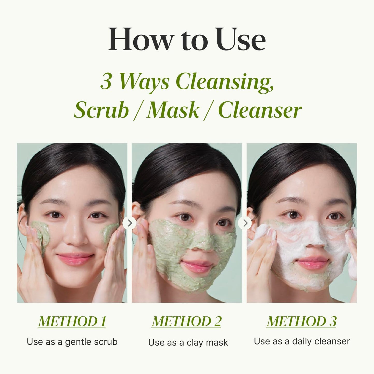 Green Plum AHA BHA Clay Mask Cleanser - Korean Face Wash & Makeup Remover | Controls Sebum, Tightens Pores, 4.58 oz