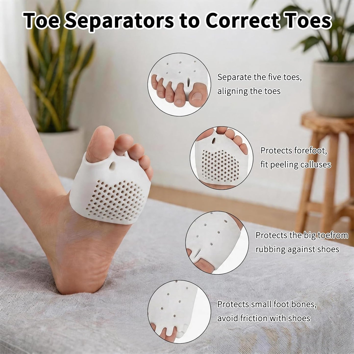 Silicone Toe Separators - Soft Breathable Bunion Relief & Hammer Toe Straighteners | 6 Pairs, 4 Colors, Ultra-Thin Design