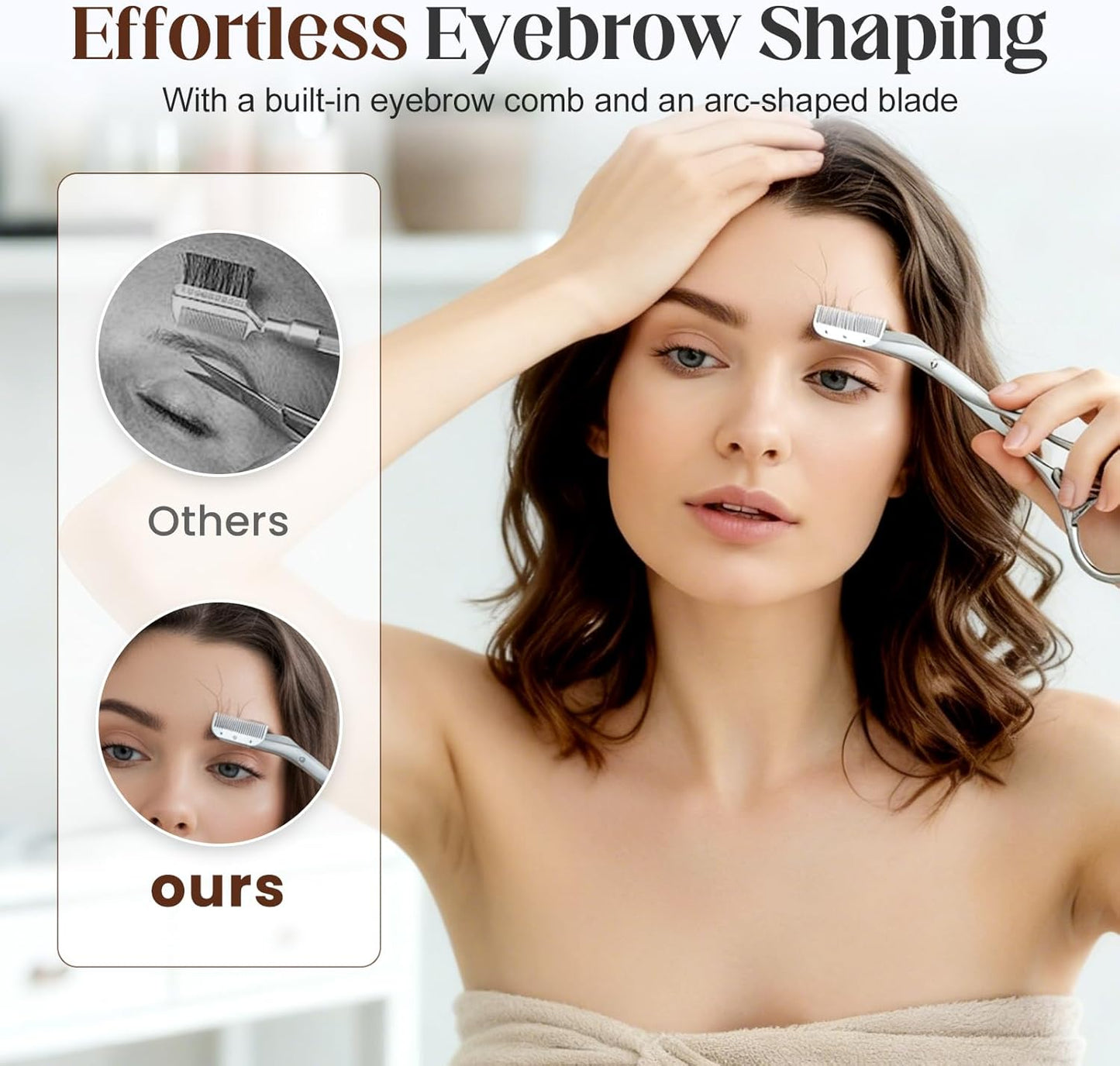 Eyebrow Trimmer Scissors - Stainless Steel Precision Cutter for Hair Removal | Grey