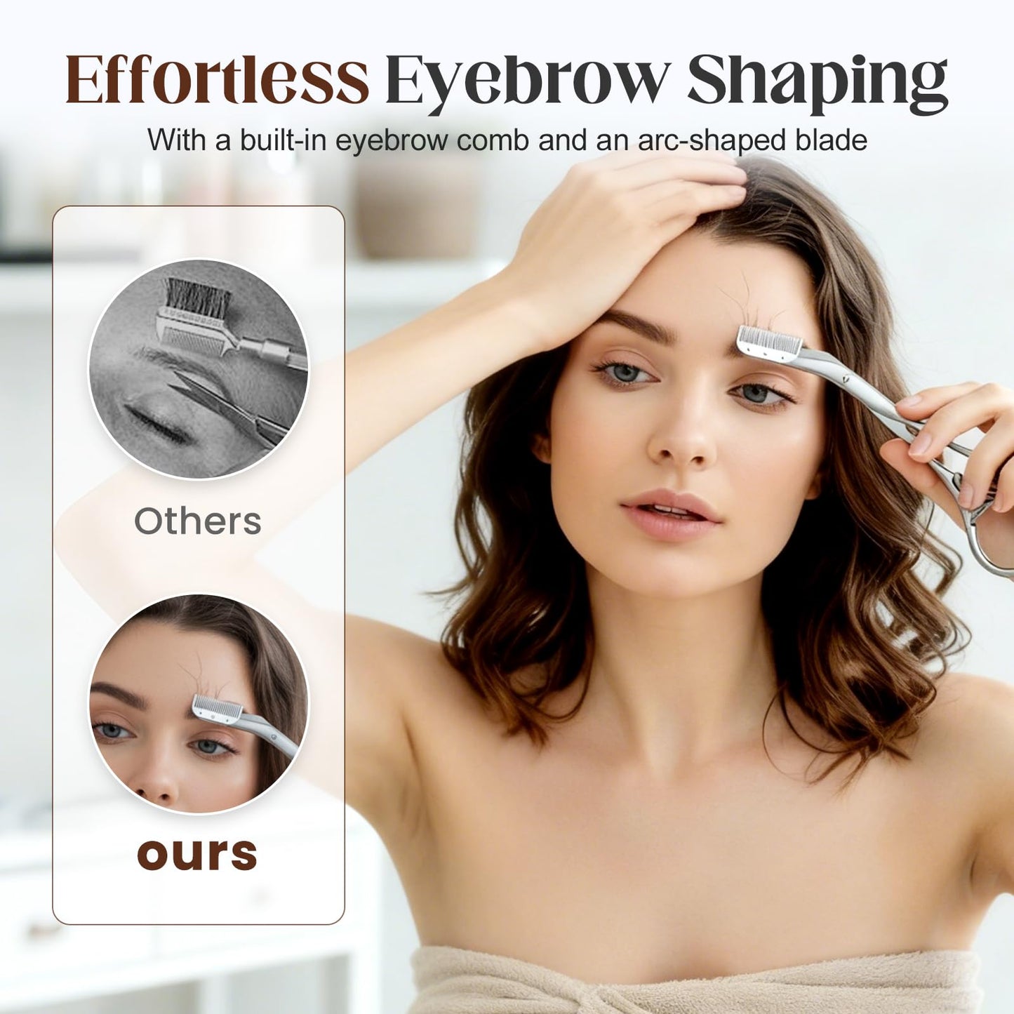Eyebrow Trimmer Scissor with Comb, Eyebrow Scissors for Women, Stainless Steel Precision Eyebrow Cutter Hair Removal Makeup Tool for Women and Men (Black)