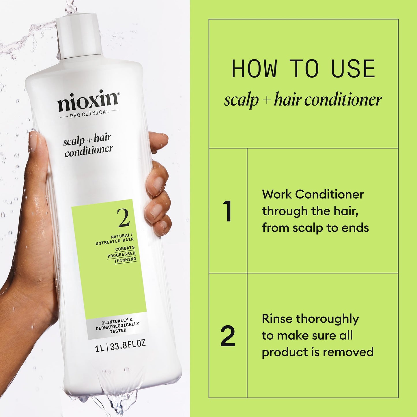 Nioxin System 2 Shampoo & Conditioner Prepack | For Natural or Untreated Hair with Progressed Thinning | With Niacinamide and Biotin | Pumps Included | 33.8 Fl oz.