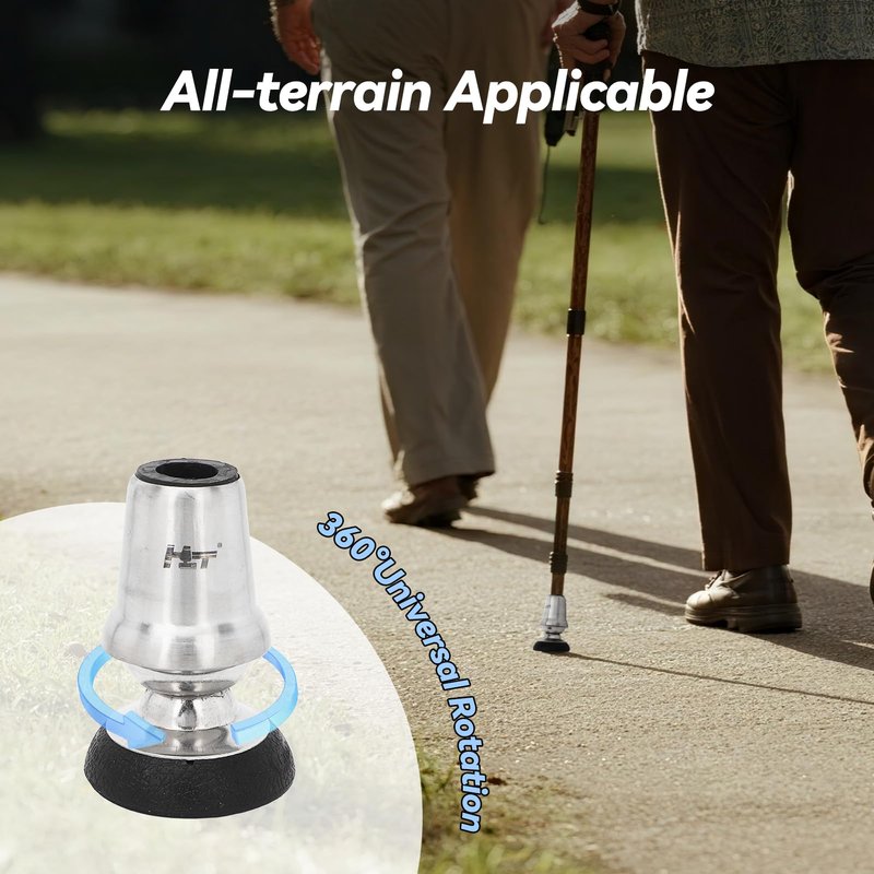 Crutch Tips 3/4 Inch, All Terrain Non Slip Walking Cane Tips Replacement with 360° Rotation, 0.75 Inch Heavy Duty Universal Rubber Cane Tips for Canes, Walking Sticks, Hiking Stick, Seniors Crutches