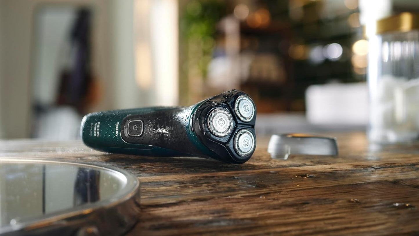 Philips Norelco Shaver 2600 Series - Wet & Dry Electric Shaver with Pop-Up Trimmer | Dark Forest Green, Model X3052/91
