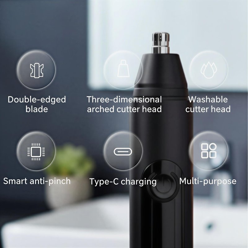 Mr Bold Nose Hair Trimmer, 360° Blade System, Painless and No-Pull Hair Trimmer for Men, Dual Edge Blades for Easy Cleansing