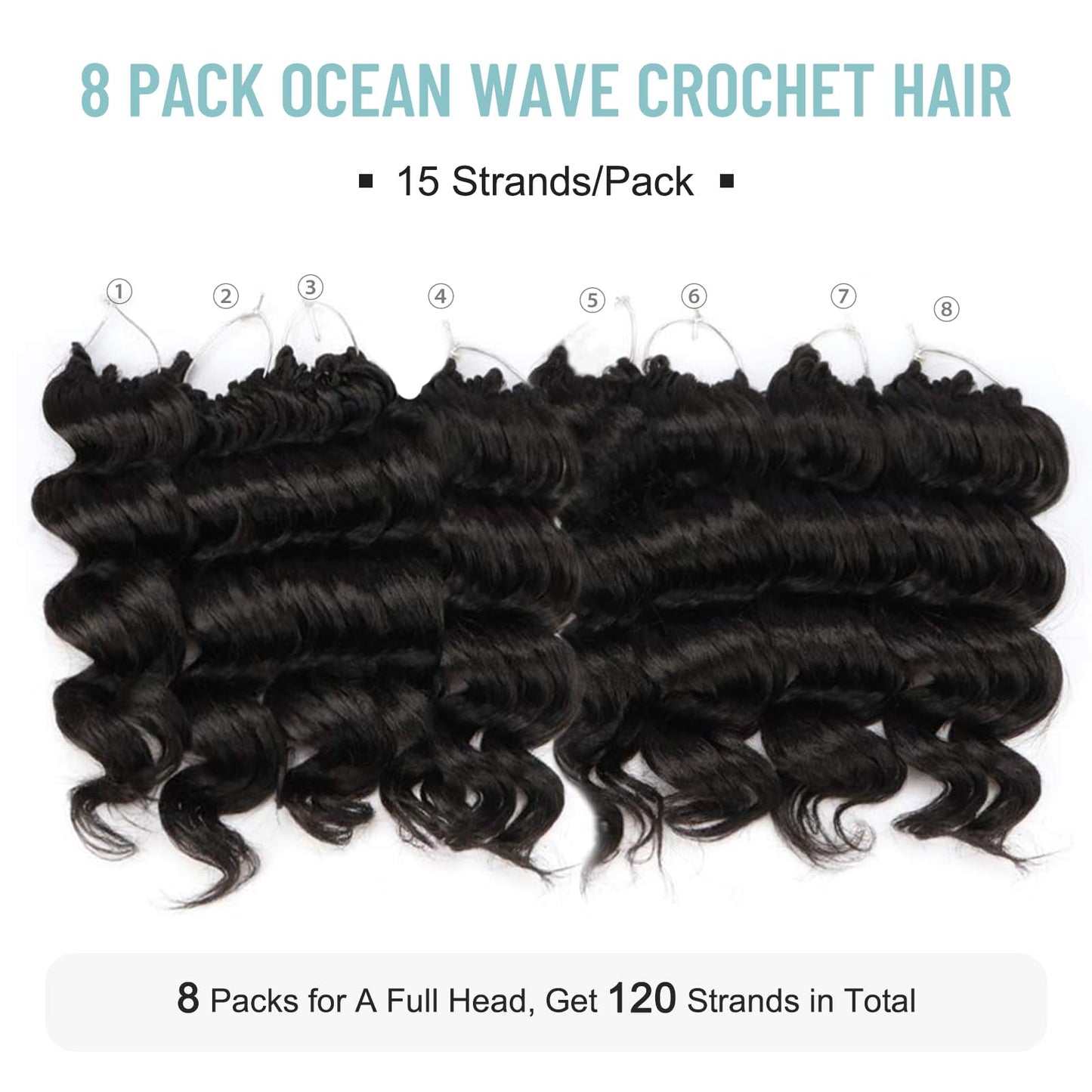 ToyoTree Ocean Wave Crochet Hair - Deep Wave Crochet Hair, Synthetic Ocean Wave Braiding Hair Extensions