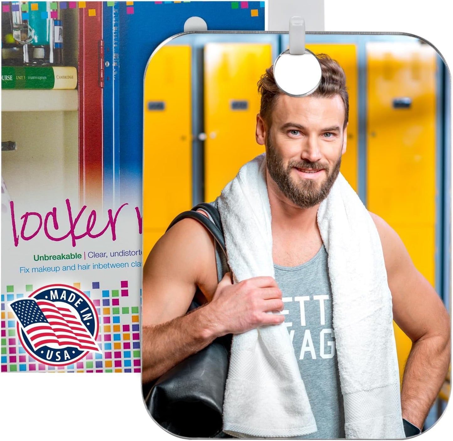Shave Well Locker Mirror - Full-Face Travel-Friendly Hanging Mirror | Handheld Option & Removable Adhesive Hook