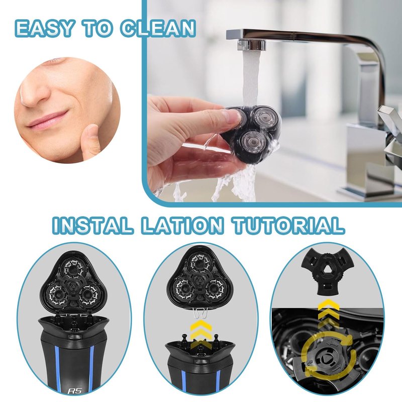 Universal Rotary Shaver Replacement Head Compatible with Remington Shaver Razor Parts for Series R3,R4,R5,R6,R7,R8,SP-3141 and SP-5161 Foils (Black/1Pack)