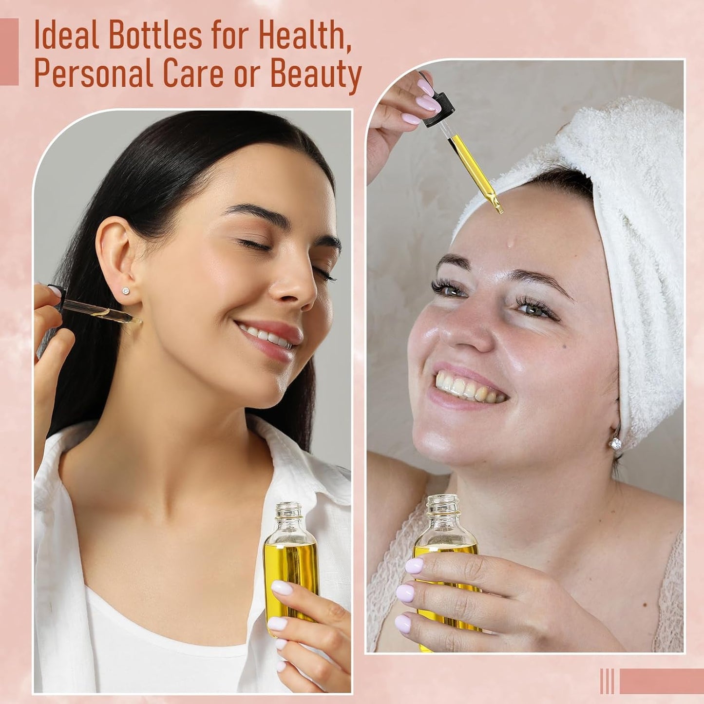 Clear Eye Dropper Bottles Set of 4 - 1 oz Thick Glass Tincture Bottles with Funnels & Labels | Leakproof for Essential Oils & Beauty