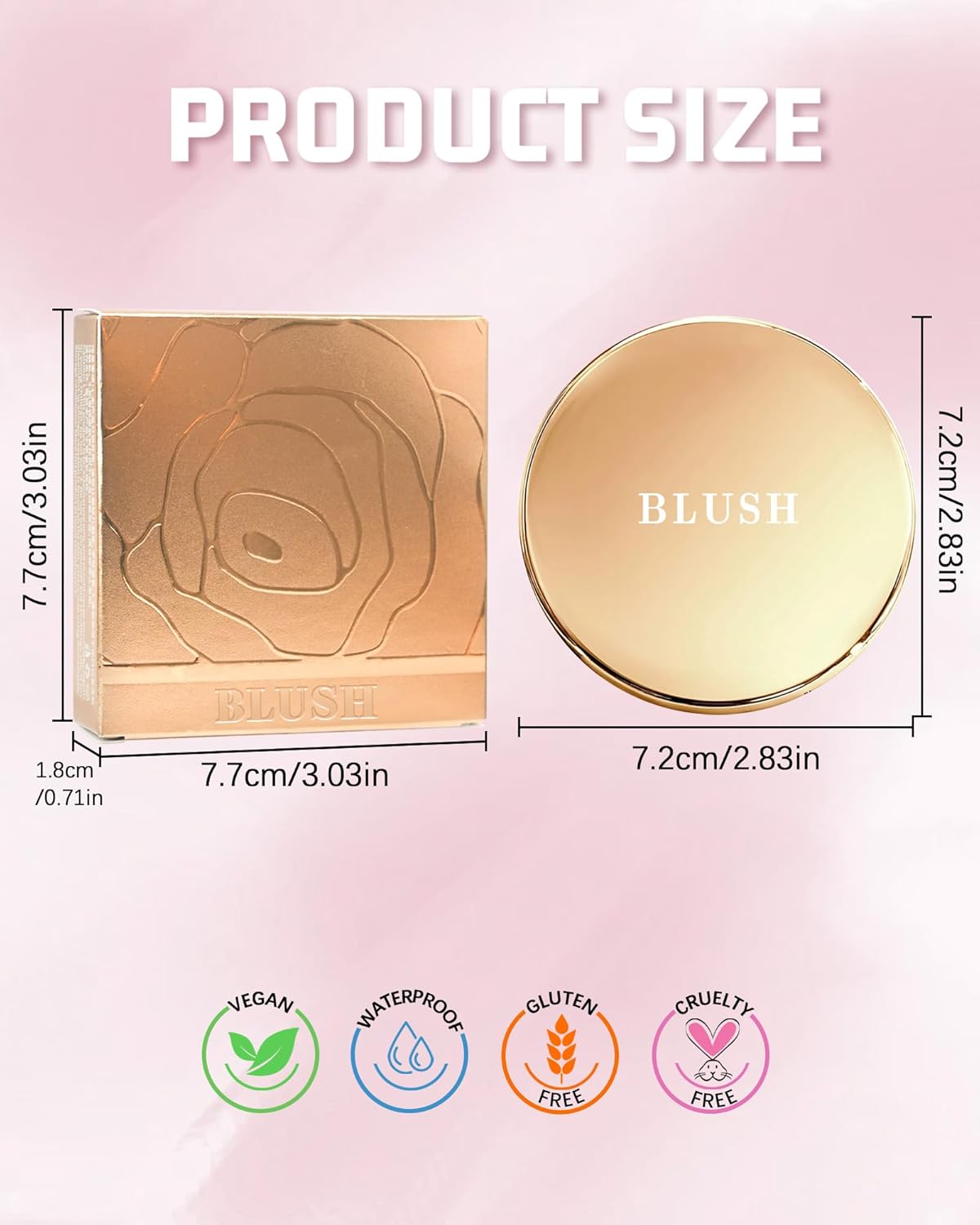 Silky Blendable Pink Blush - Natural Lightweight Powder for a Long-Lasting Glow | Blushing Palette for Mature Skin