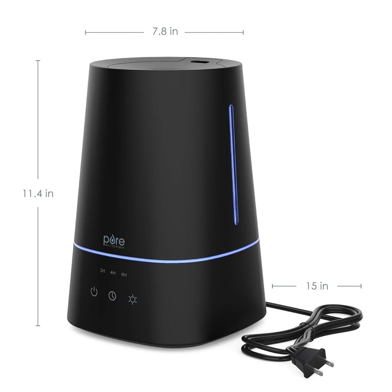 Pure Enrichment HUME Max - Easy Top-Fill Ultrasonic Cool Mist Humidifier, 3.7-L (1 Gallon) Water Tank, 3 Mist Settings, & Auto Shut-Off Timer - Ideal for Large Bedrooms, Nurseries & Dry Areas (Black)