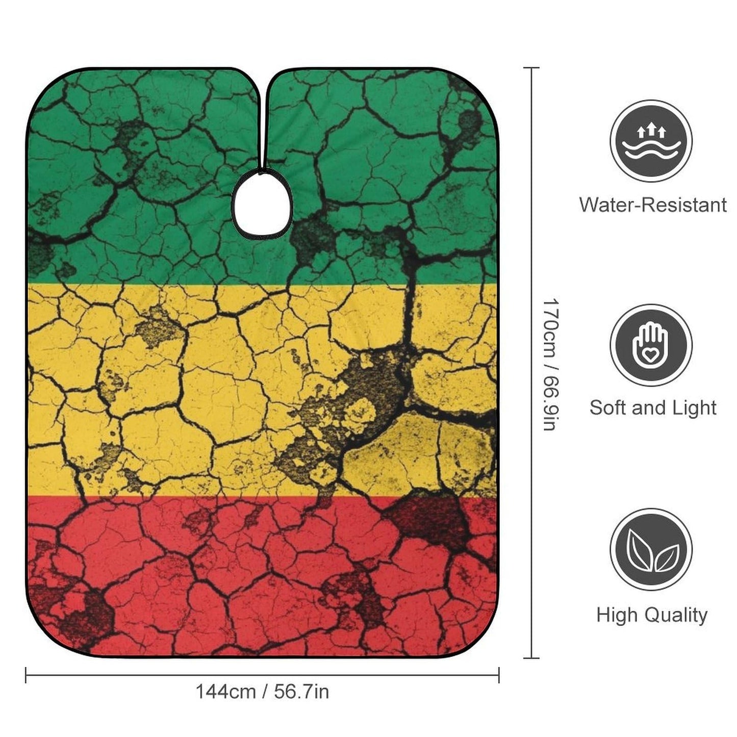 Professional Hair Cutting Cape Large Size Salon Barber Cape for Men Women Red Yellow Green Rasta Flag