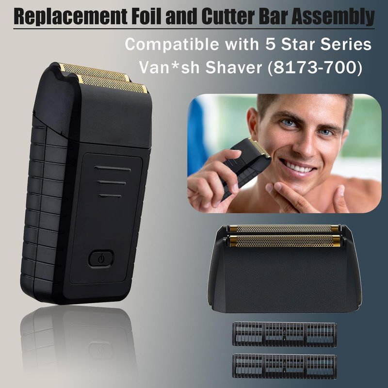 Shaver Foil Head Cutter Bar Replacement,Compatible with Wahl 5 Star Series Vanish Shaver 8173-700,High Performance Shaving Accessorie, Black (1 Pack)