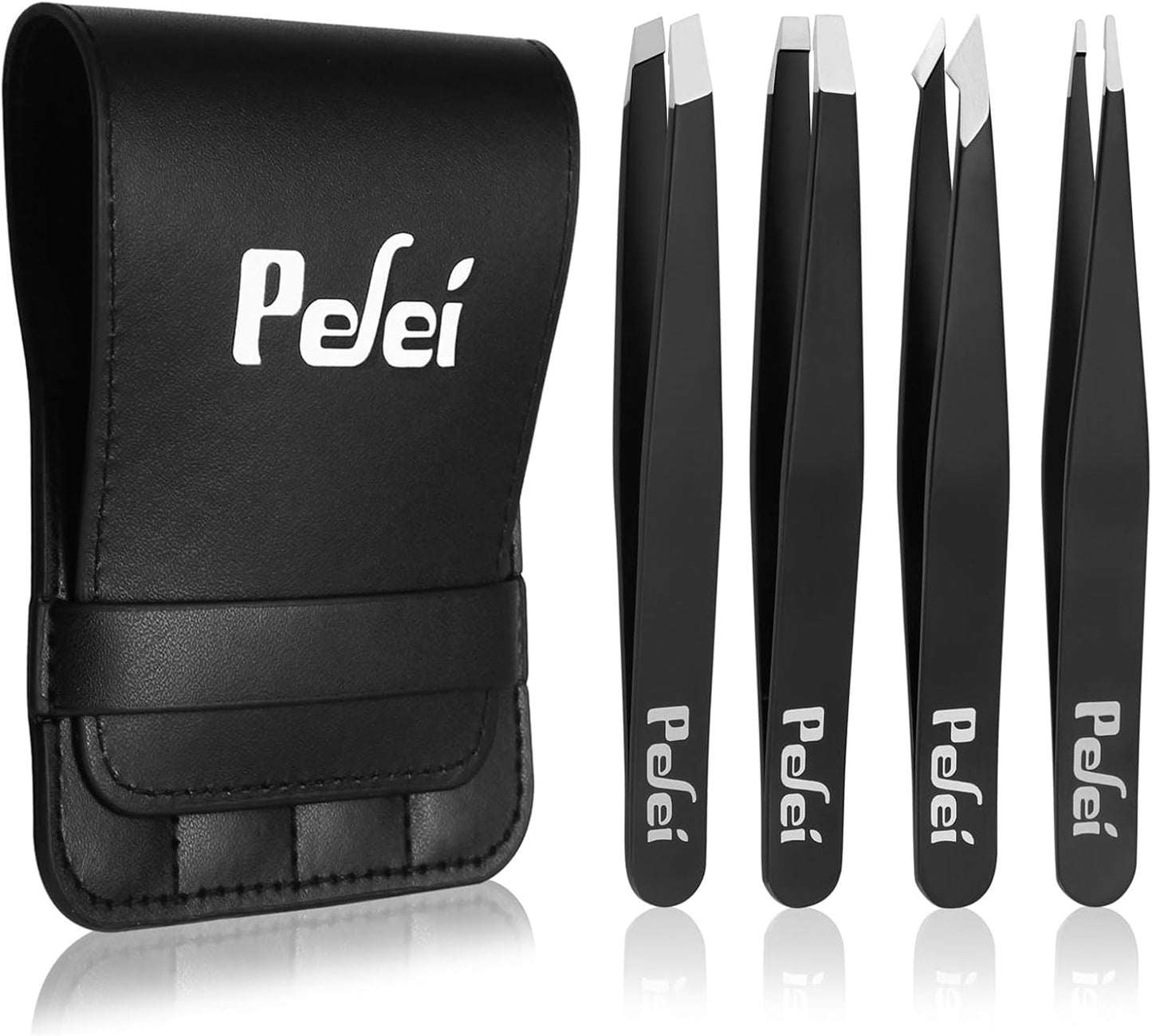 Professional Stainless Steel Tweezers Set - Precision Eyebrow & Facial Hair Removal | Black
