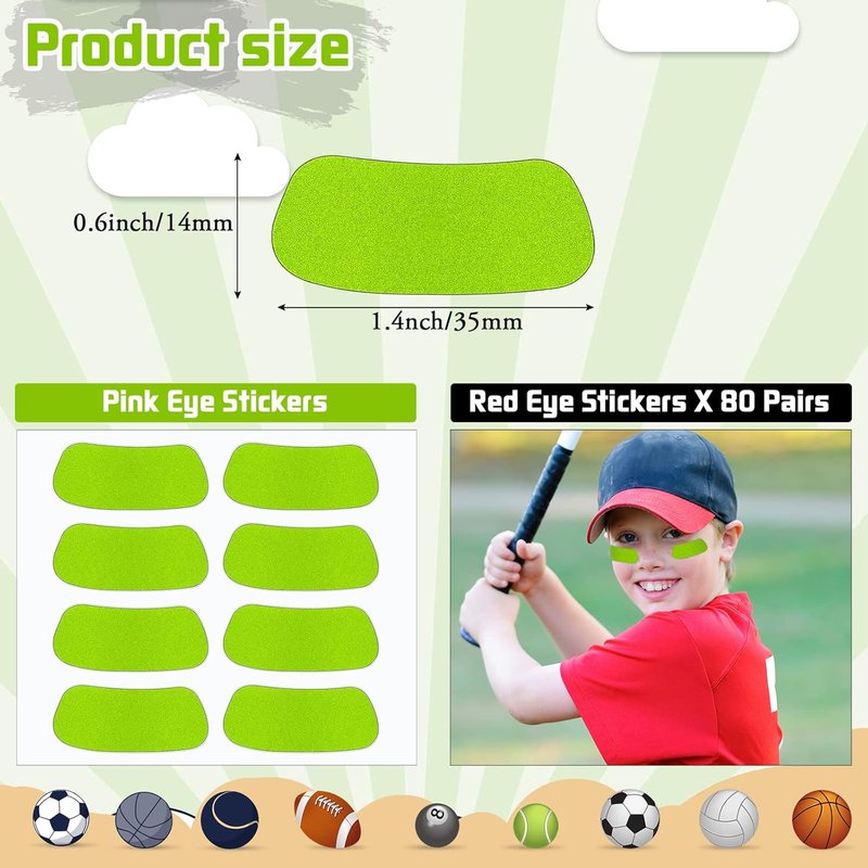 Sports Eye Stickers for Kids - 160 Pieces Football, Softball & Baseball Face Strips | Includes 2 Pencils for Game Day Fun