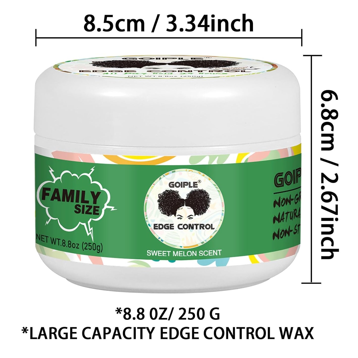Edge Control Wax for Women - Strong Hold Non-Greasy Smoother Gel | 8.8 OZ Sweet Melon
