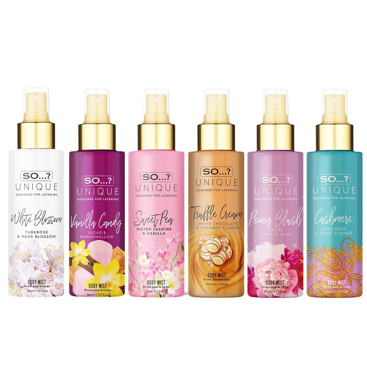 Unique Body Mist Set - Floral & Sweet Perfume Sprays for Women | 6 Travel Size Body Sprays, 6-Hour Wear