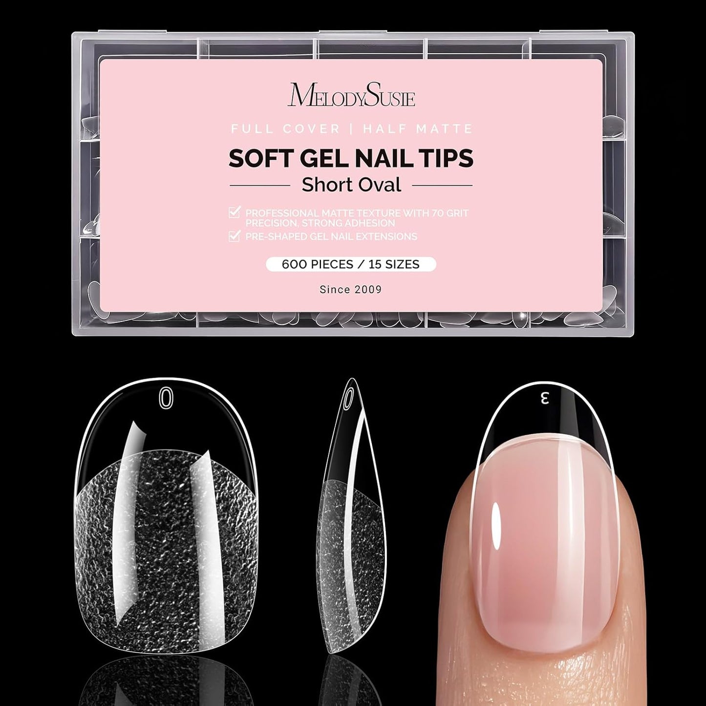 Short Square X Nail Tips - 600 Pcs Clear Acrylic Press-On Nails | Half Matte Full Cover for DIY & Salon Use