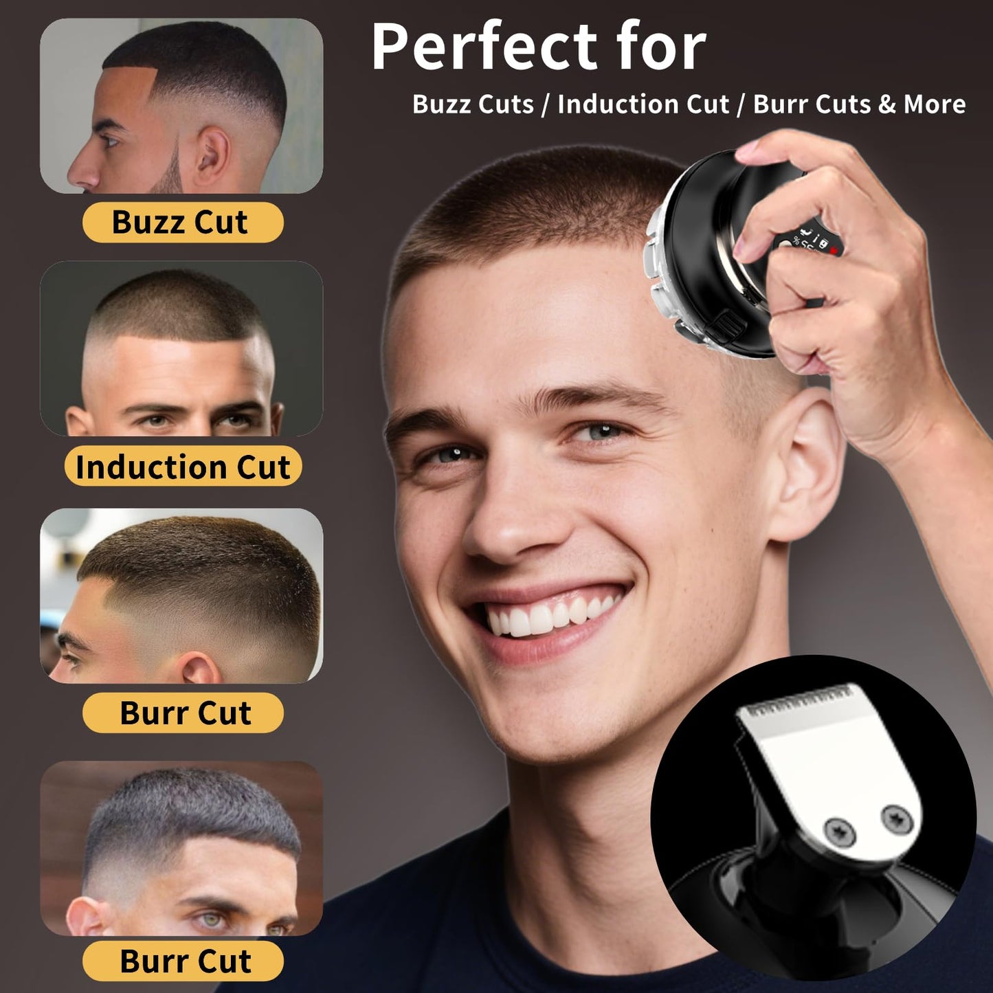 Yinicare® Self Haircut Kit for Men with Trimmer – DIY Clipper for Buzz Cut & Crew Cuts Flat Top – LED Display Waterproof USB Rechargeable, Home Use with 2 Guards