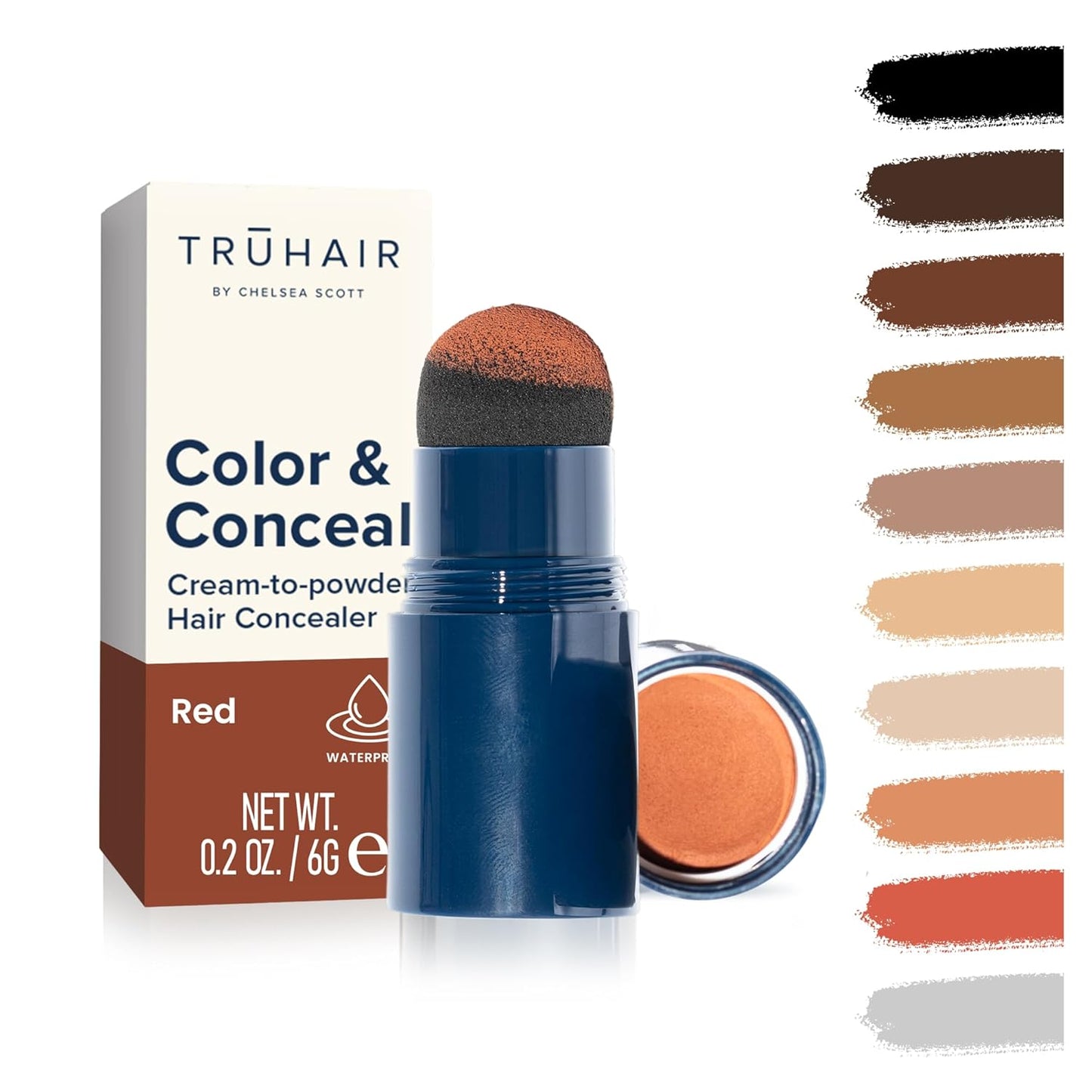 TRUHAIR Color & Conceal Waterproof Root Touch Up - Gray Coverage & Hairline Filling | Auburn Shade