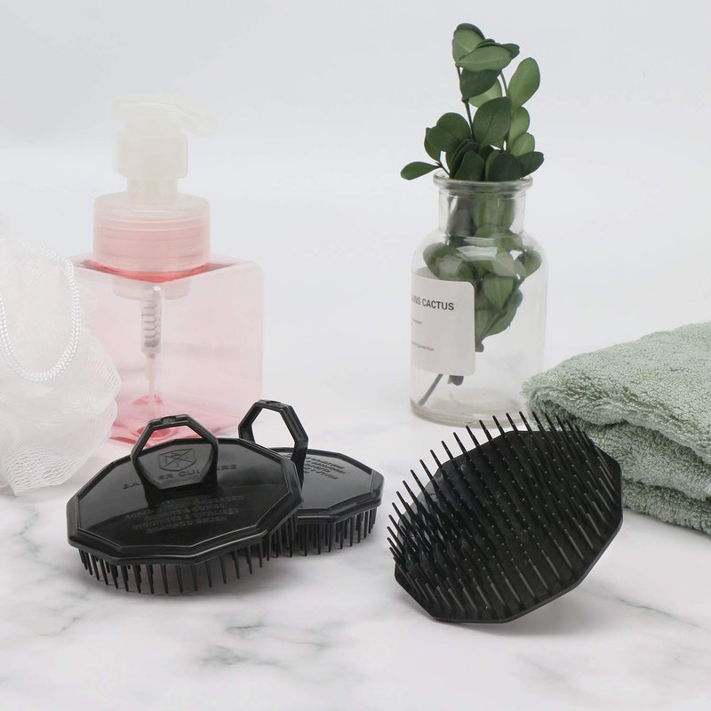 Scalp Massage Shampoo Brush, Segbeauty 4pcs Massage Hair Brushes Floriated Shower Comb for Deep Cleaning Hair Men's Hand Brush Growth Beard Brush Pet Grooming Brushes (Black(Ringed Handle))