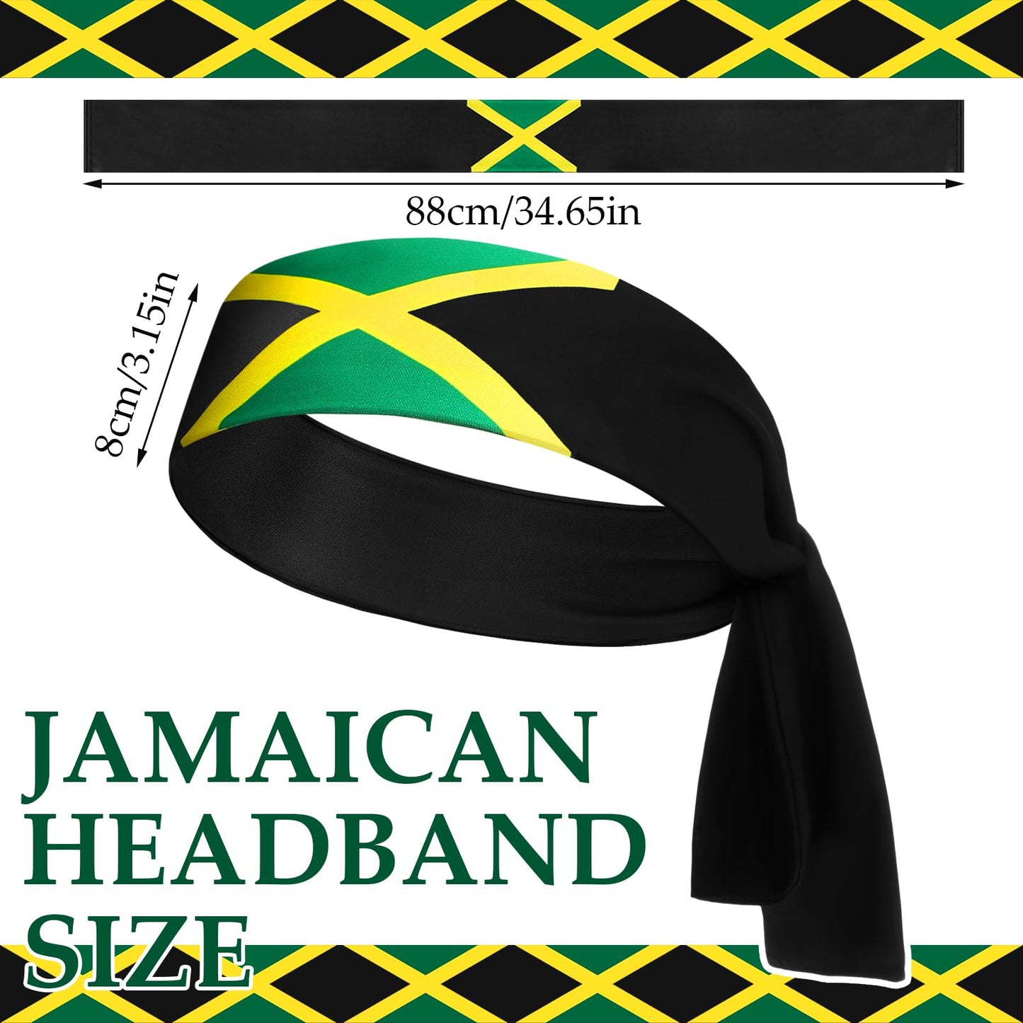 Solsew 6 Pcs Jamaican Flag Bandana Jamaican Headbands for Women Green Yellow Black National Flag Headband Sweatbands Independence Day Gift for Men Women Sports
