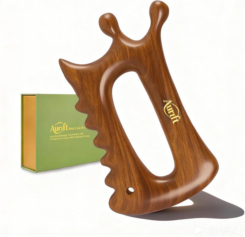 Wooden Gua Sha Massage Tool - Dual Trigger Point Acupressure Massager for Face & Body | Ergonomic Grip for Jawline & Neck Relief