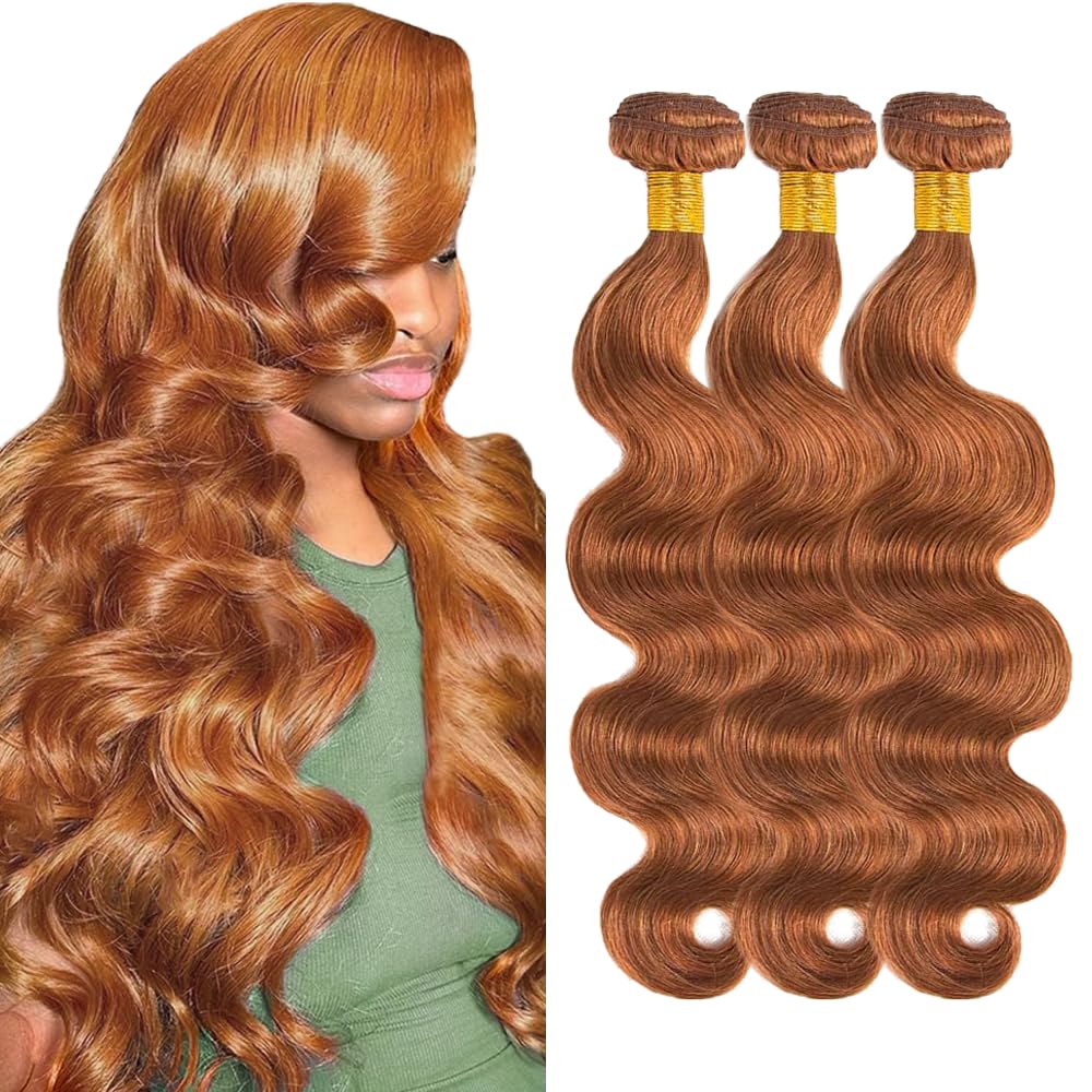 30 32 34 inch Color #30 Bundles Human Hair Light Brown Bundles LadrXadr 30 Light Brown Body Wave Bundle 150g