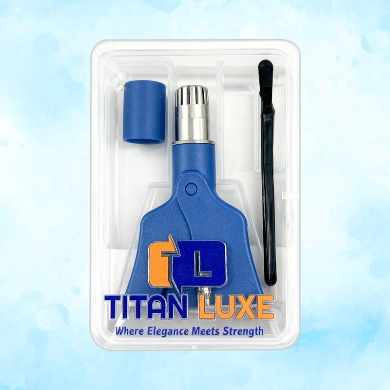 Titan Luxe Stainless Steel Hair Trimmer for Men and Women | Manual Nose and Ear Hair Trimmer | Nose Clippers, 360° Rotating Hair Trimmers | Washable Nose Hair Remover | Blue
