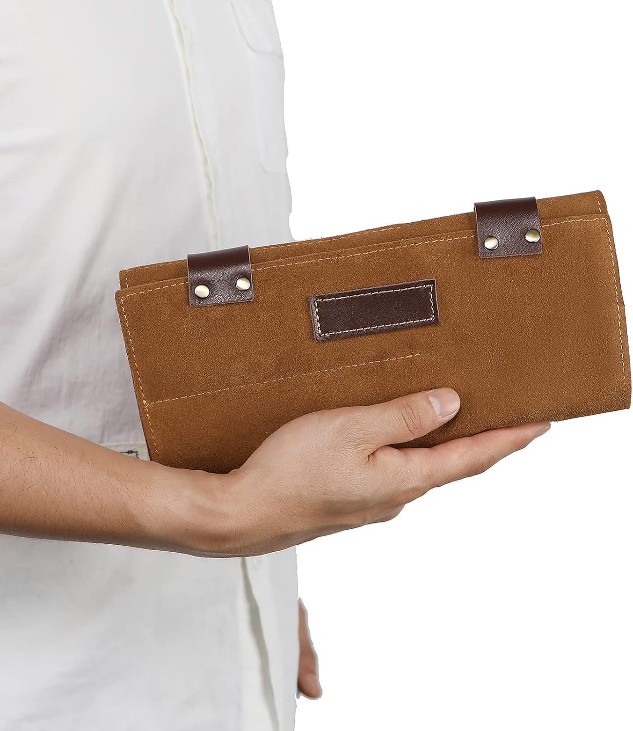 Hair Stylist Scissor Holder Pouch - Real Leather Organizer Bag for Salon Tools | Brown