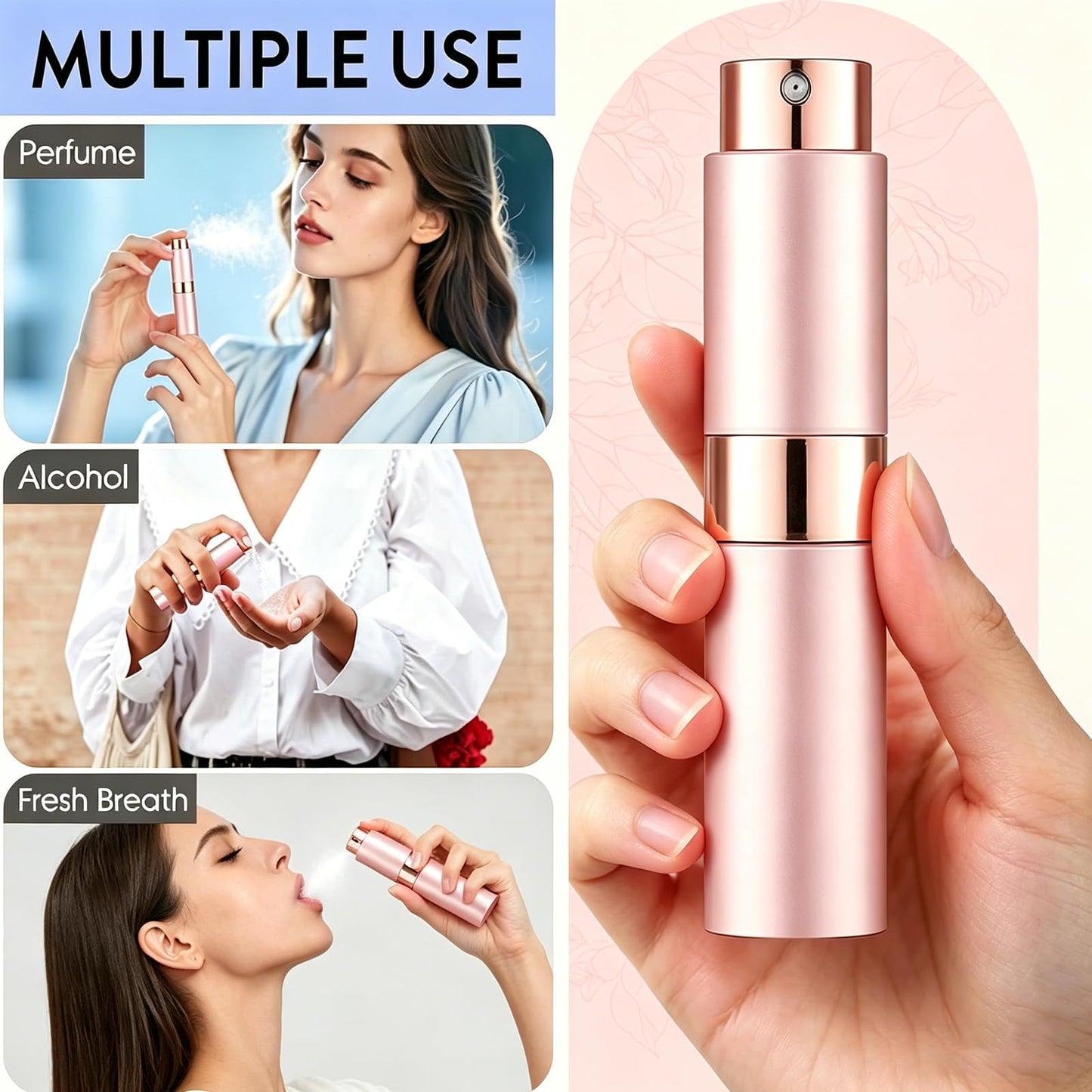 ZeniPremunz 6pcs Atomizer Perfume Spray Bottle for Travel, 8ml Travel Perfume Bottle Refillable,Twist Type Pocket Cologne Sprayer for Women Men