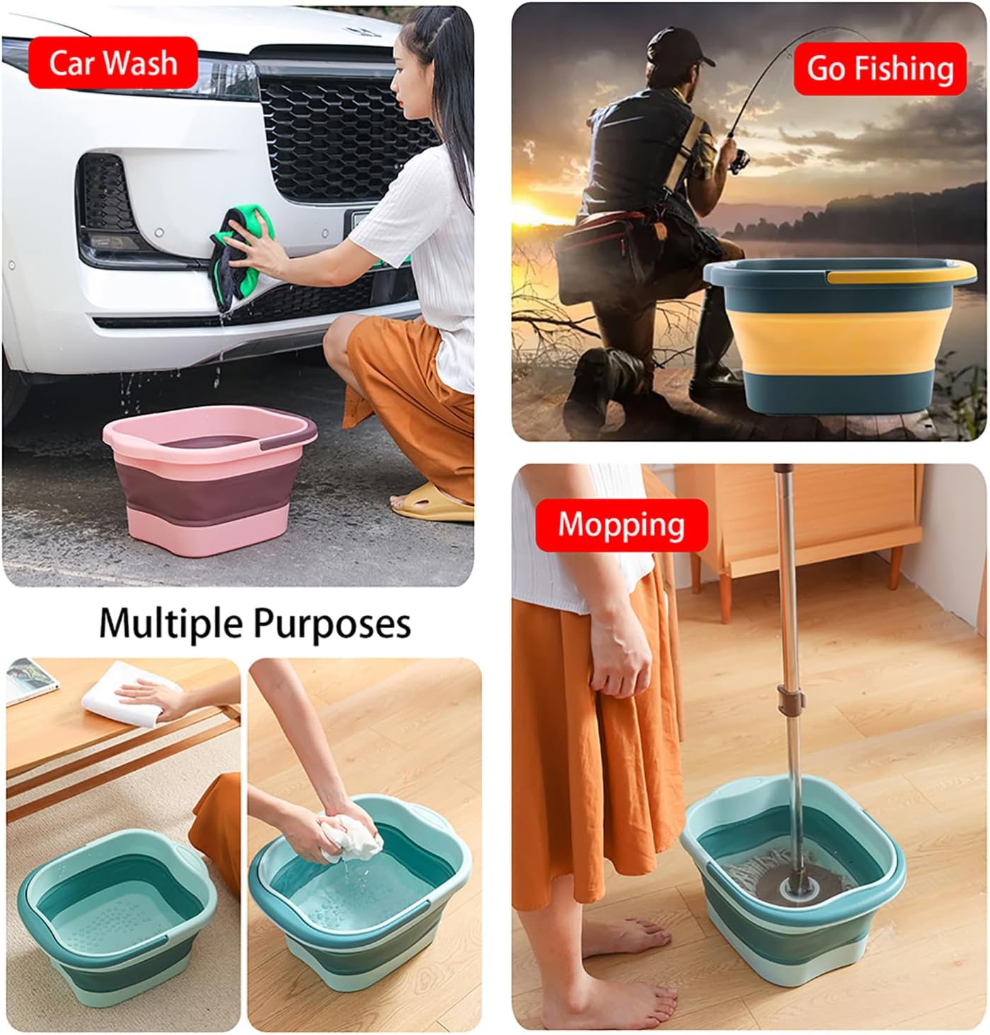 Collapsible Foot Spa Bath Massager - Soothing Soaking Tub for Dry, Cracked Feet | Green Plastic Basin with Handle