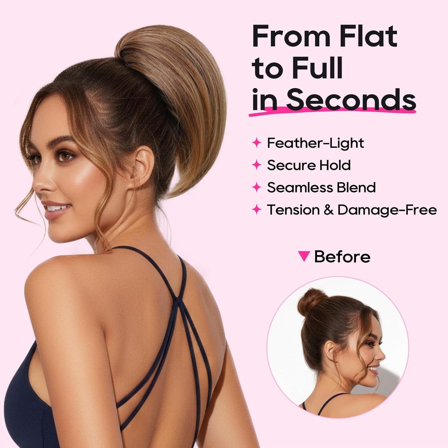 REECHO Ponytail Extension - 8" Short Mini Claw Clip Hairpiece for Fine Thin Hair | Natural Soft Black Brown