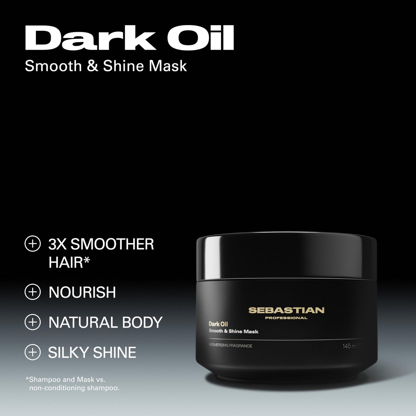 Sebastian Professional Dark Oil Smooth and Shine Mask | Lightweight Hair Styling Oil | Infused with Sandalwood, Cedarwood, & Argan Oils | 1 fl oz