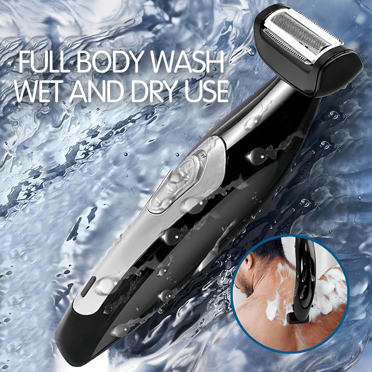 Multi Fuctional Chest Back Shavers for Men, Wet Dry Use Back Extreme Reach Removable Handle Shavers
