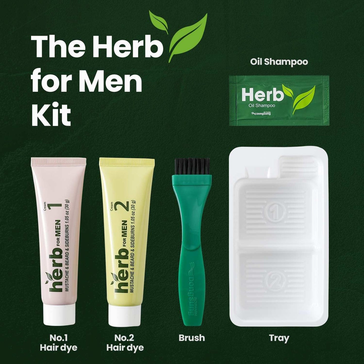 Herb For Men Mustache & Beard Dye (Deep Brown, 1 Pack), PPD-Free Ammonia-Free, Vegan with Natural Ingredients, Gentle for Sensitive Skin, No Skin Irritation
