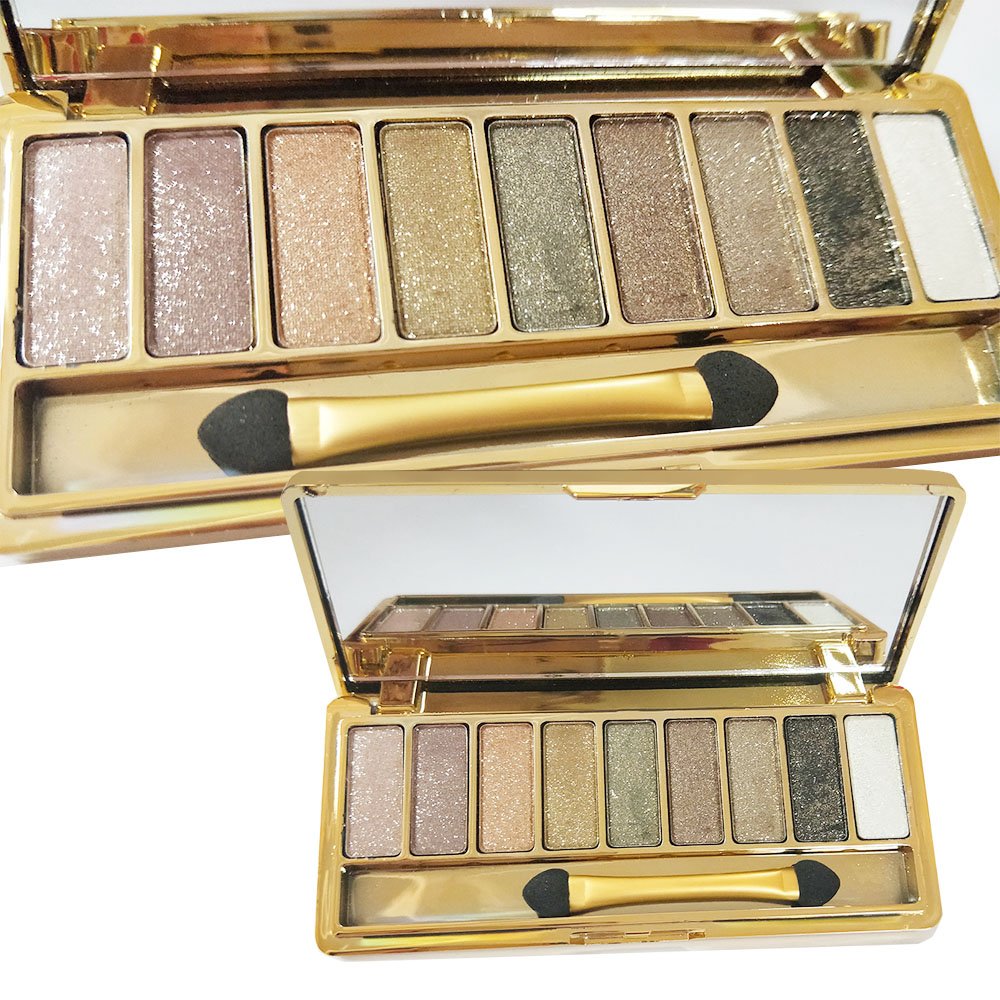 Sparkle Eyeshadow Palette - 9 Color Shimmer Makeup Set with Gold Glitter | Highly Pigmented Diamond Shades