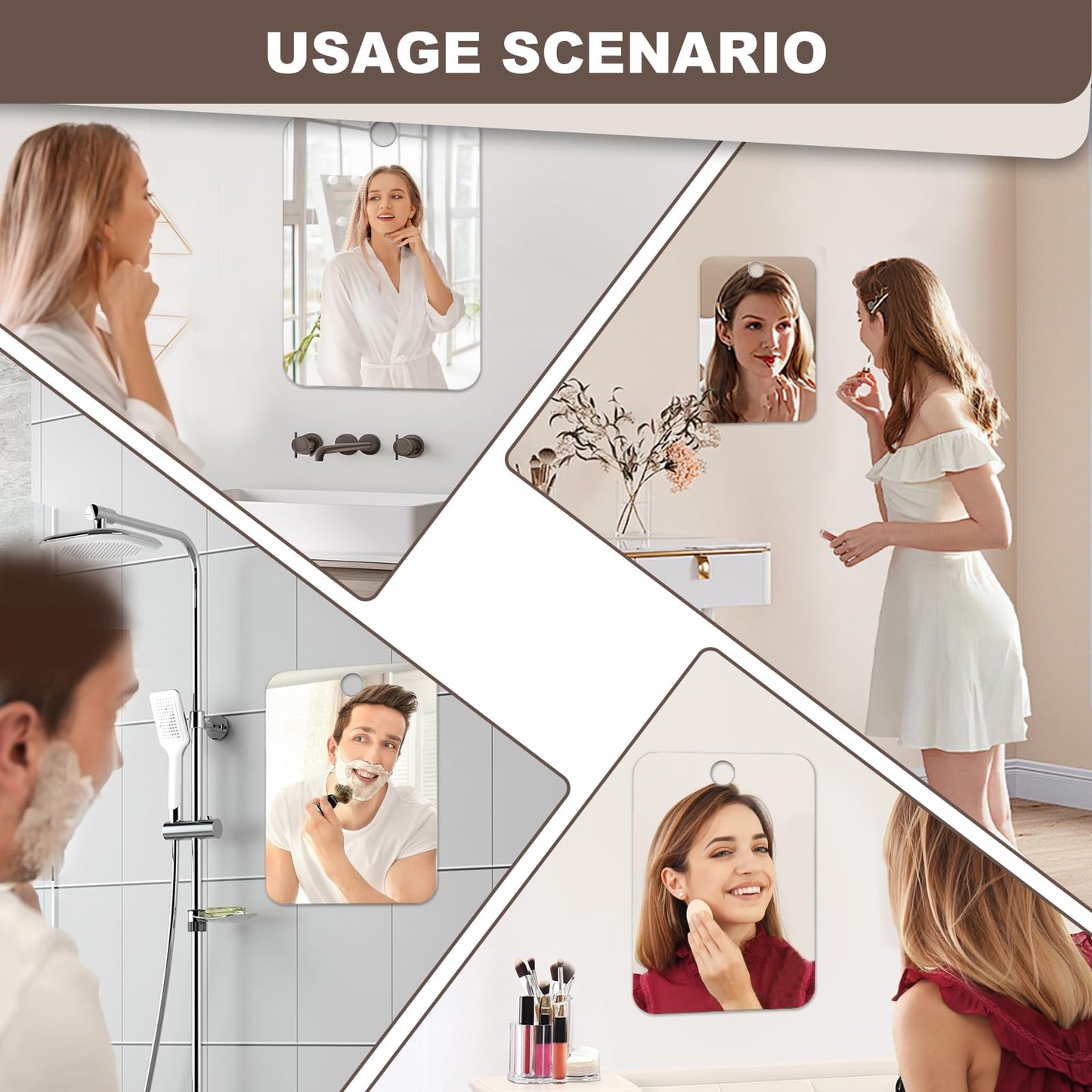 Nyosye Shower Mirror Fogless for Shaving Anti-Fog Frameless Wall Hanging Makeup,11.42" L x 7.87" W,Darkgrey