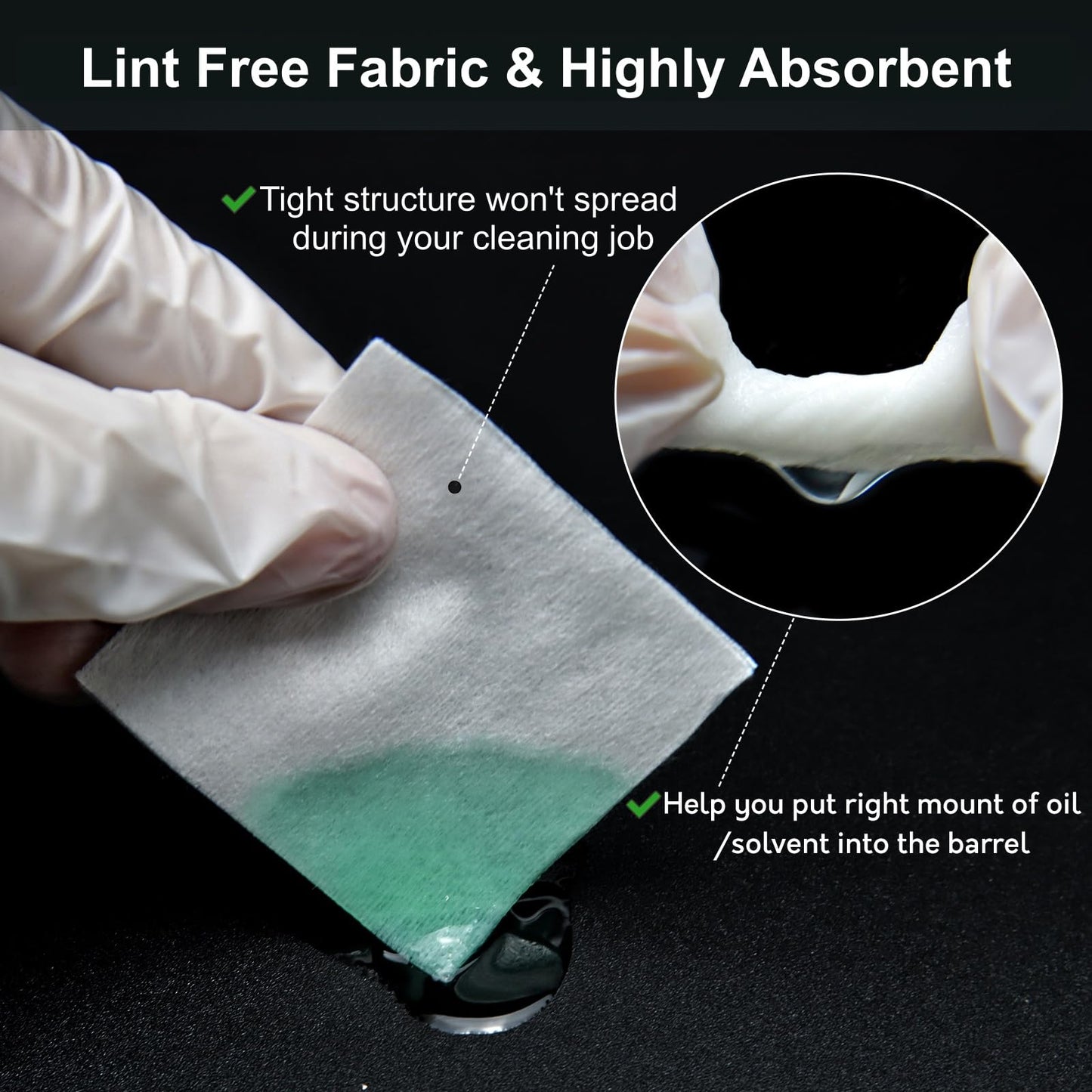 900 PCS Gun Cleaning Patches with Storage Case - Lint Free, Highly Absorbent Gun Patches, 2"x2" Cleaning Cloths for Firearms 9mm /.30cal, Bulk Nonwoven Wipes