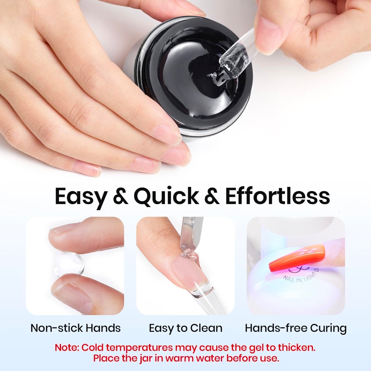 Beetles 30g Solid Nail Glue Gel for Nail Tips Clear Press On Nails, Beginner-Friendly, Hard Gel for Nail Extension & 3D Sculpting Nail Art, UV & LED Cured