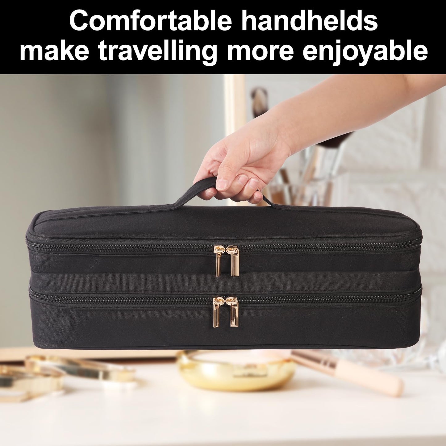 GENCAM Double-Layer Carrying Case for Dyson Airstrait Straightener, Travel Case for Dyson Airstraight, Portable Storage Case for Dyson Airstrait/Corrale Hair Straightener (Black)