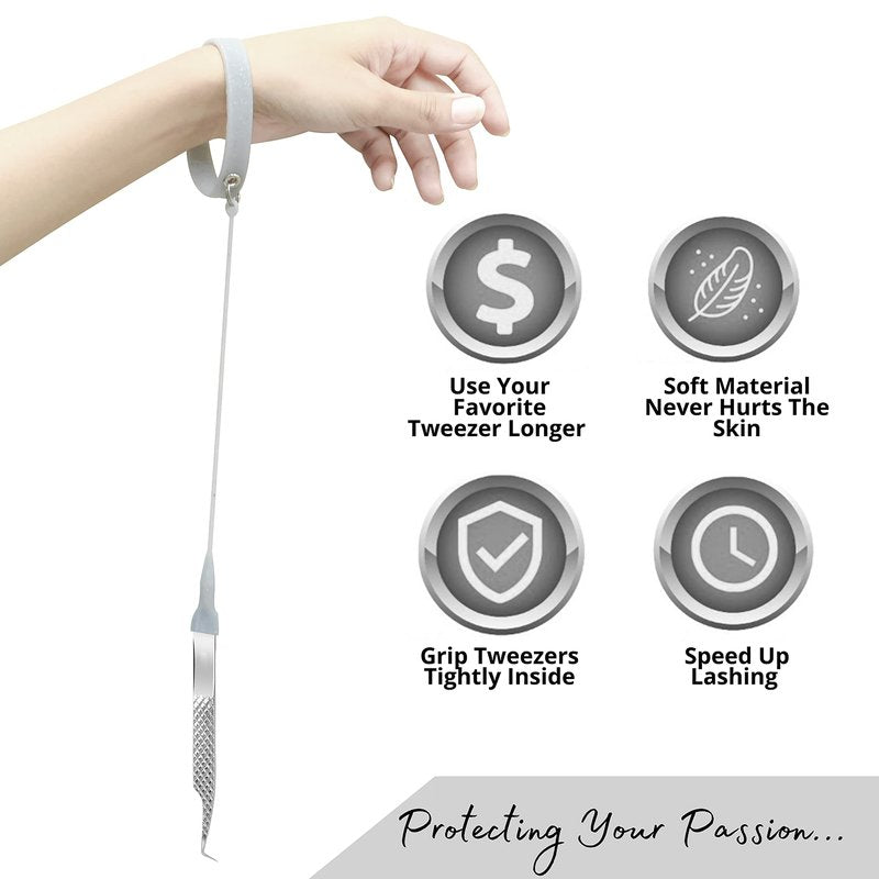 SIVOTE Lash Tweezers Holder Protector, Silicone Wristband, Tweezer Delighter, Lash Extension Supplies, Silver