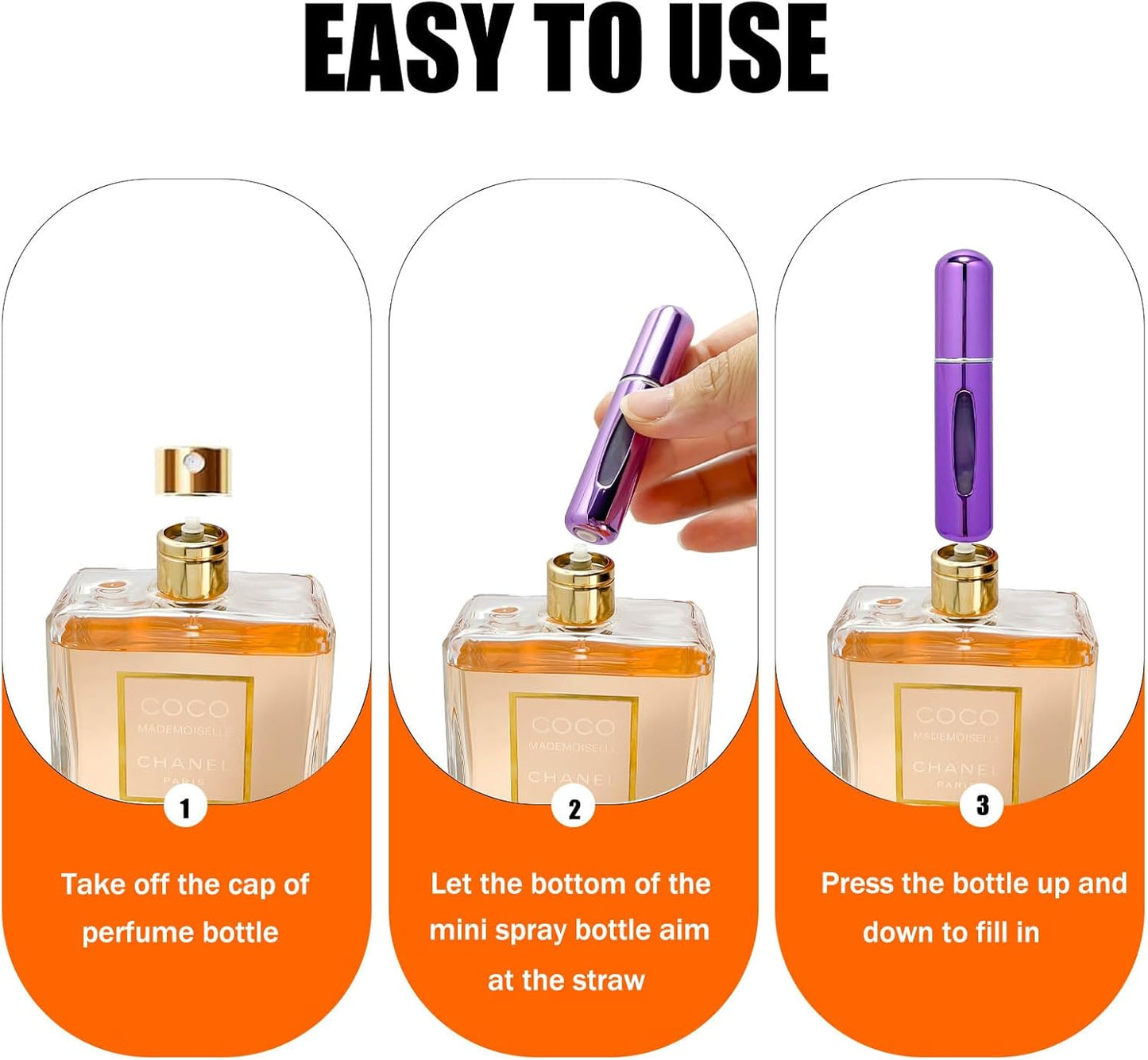 Mini Perfume Atomizer Travel Spray - Refillable Scent Pump Case | 10 Pack, 5ml Each