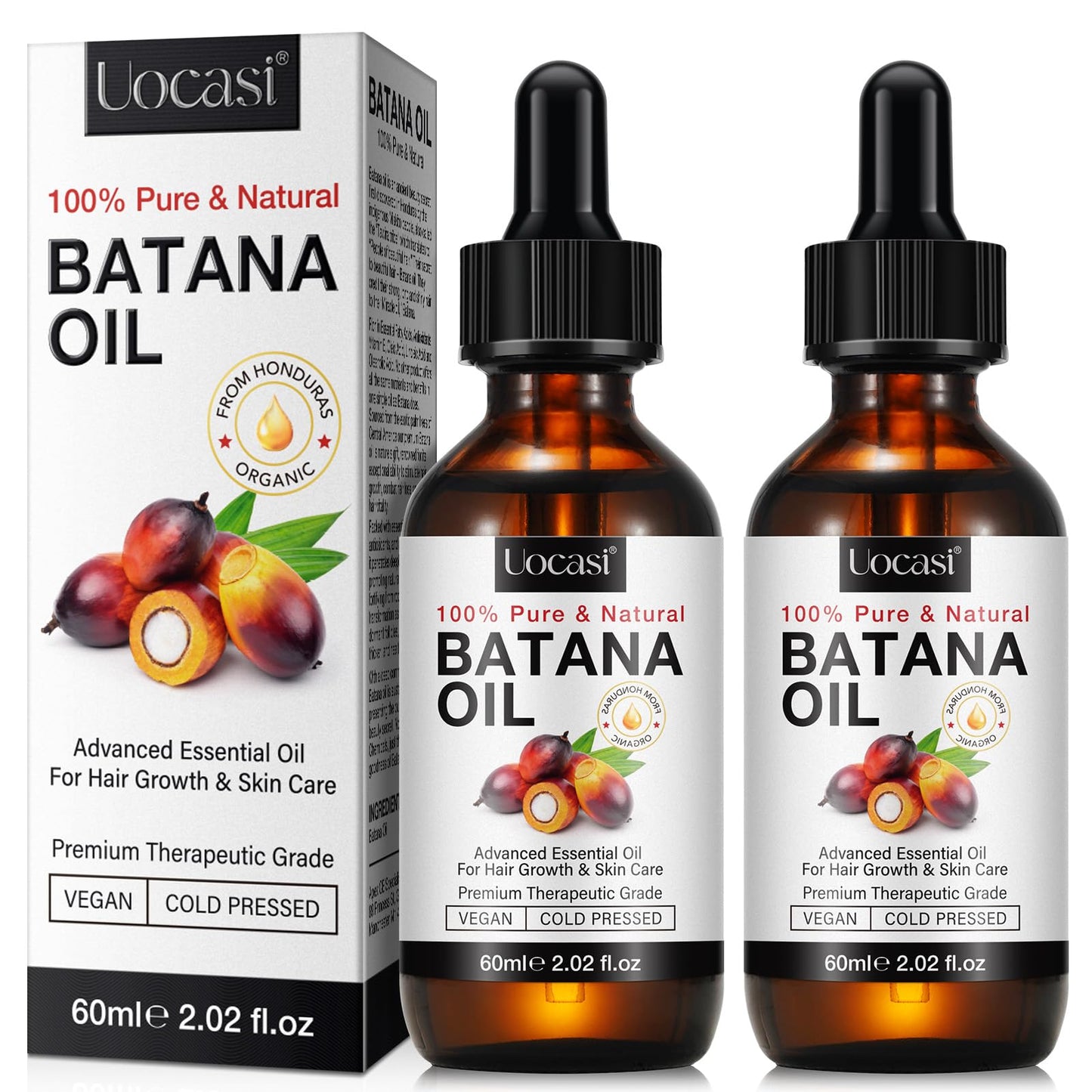 Uocasi Pure Batana Oil for Hair Growth 2-Pack, Unrefined Raw Oil to Thicken Hair, Prevent Hair Loss & Dryness – Natural Hair Strengthening Treatment, 4.04 Oz