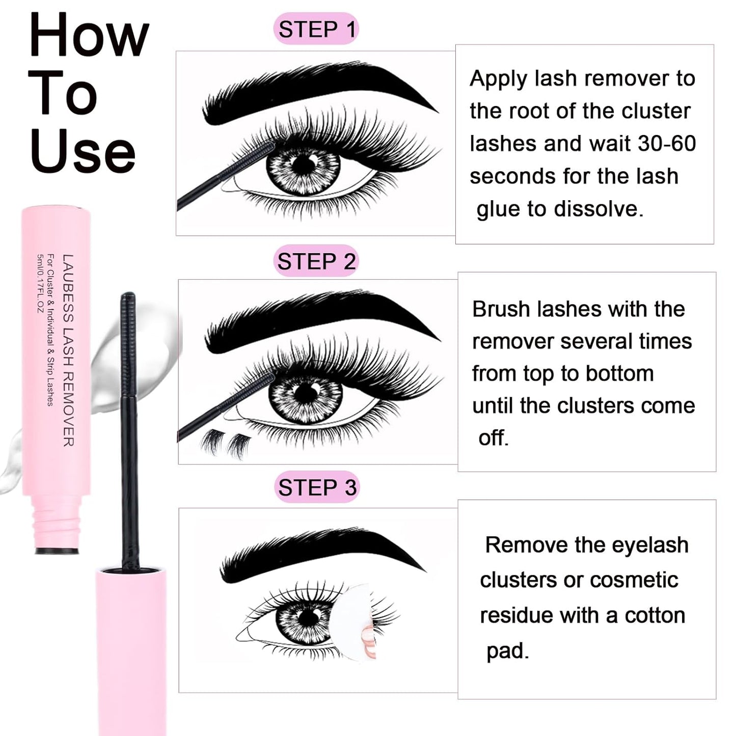 Lash Remover for Cluster Lashes - 5ml DIY Eyelash Extension Adhesive Remover for Home Use